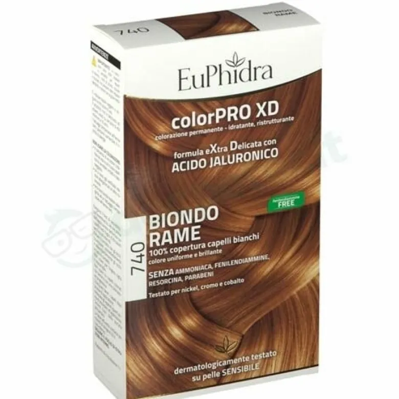 Euphidra colorpro xd 740 biondo rame gel colorante capelli in flacone + attivante + balsamo + guanti
