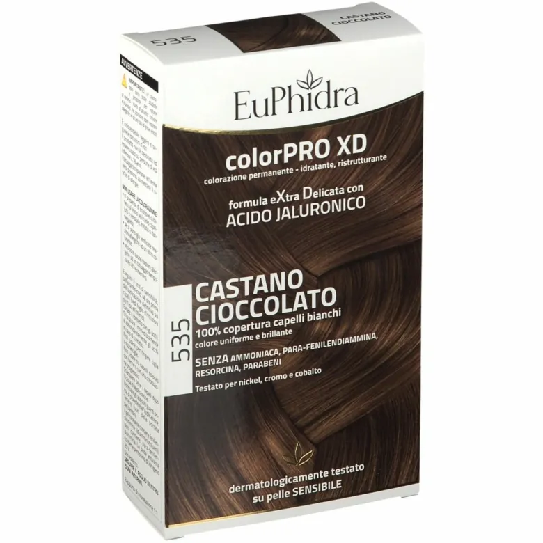 Euphidra colorpro xd 535 castano cioccolato gel colorante capelli in flacone + attivante + balsamo + guanti