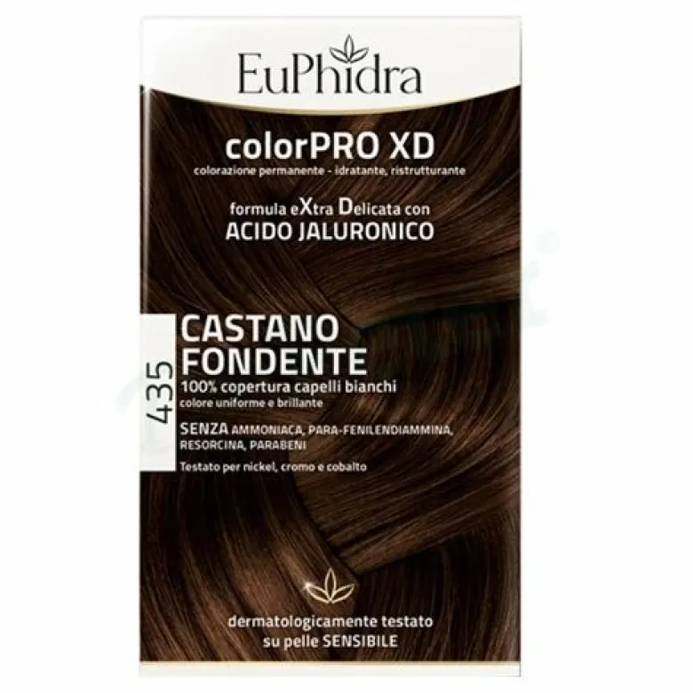 Euphidra colorpro xd 435 castano fondente gel colorante capelli in flacone + attivante + balsamo + guanti
