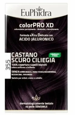 Euphidra colorpro xd 355 castano scuro ciliegia gel colorante capelli in flacone + attivante + balsamo + guanti
