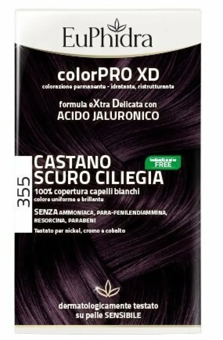 Euphidra colorpro xd 355 castano scuro ciliegia gel colorante capelli in flacone + attivante + balsamo + guanti
