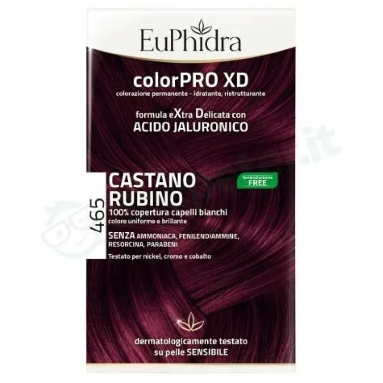 Euphidra colorpro xd 465 cast rubino gel colorante capelli in flacone + attivante + balsamo + guanti