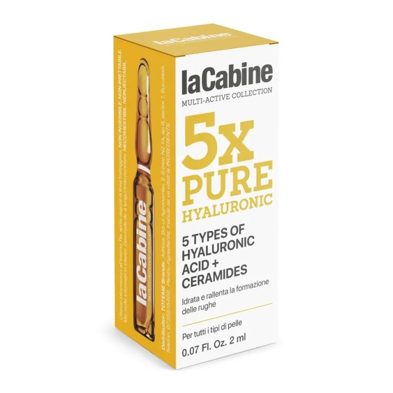Fiala altamente concentrate con 5 tipi di acido ialuronico che idratano in profondità la pelle e riempiono le rughe