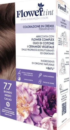 Flowertint colorazione in crema permanente 7,7 biondo medio cacao