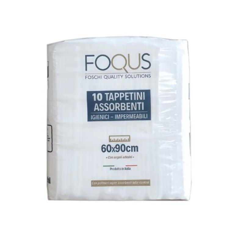 Foqus Tappetini Assorbenti 60x90cm Con Adesivi 10 Pezzi