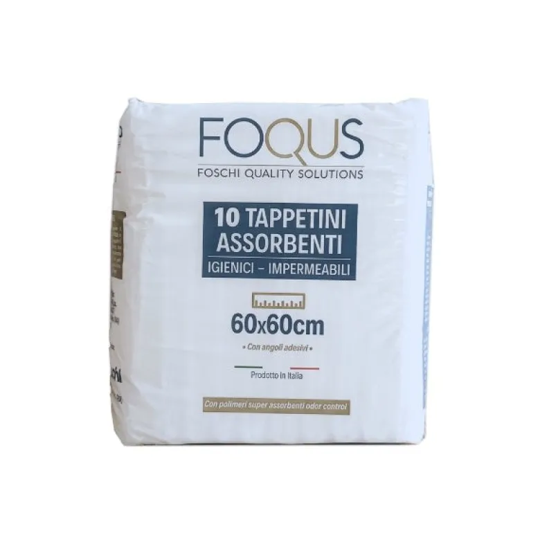 Foqus Tappetini Assorbenti 60x60cm Con Adesivi 10 Pezzi
