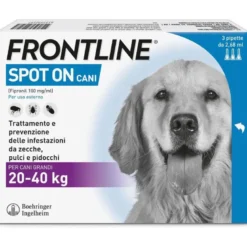 Frontline spot-on cani - 268 mg soluzione spot on per cani da 20 a 40 kg 3 pipette da 2,68 ml