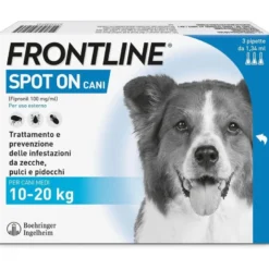 Frontline spot-on cani - 134 mg soluzione spot on per cani da 10 a 20 kg 3 pipette da 1,34 ml
