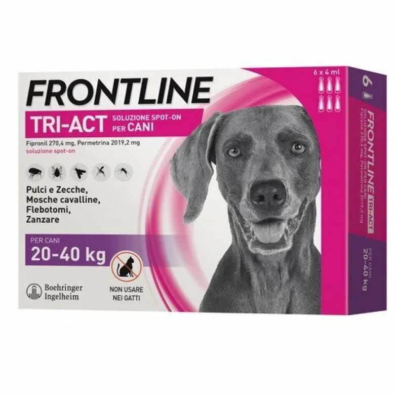 Frontline Tri-Act Spot-On 6 Pipette 4 ml per Cani da 20 a 40 kg