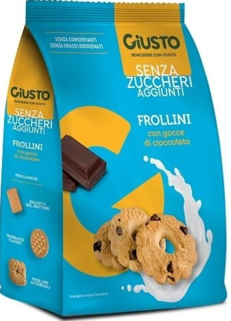Giusto senza zucchero frollini gocce cioccolato senza zucchero 350 g