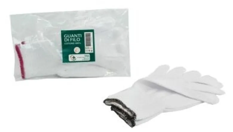 Guanto di filo cotone 100% bianco per allergie dermatologiche 7 1 paio
