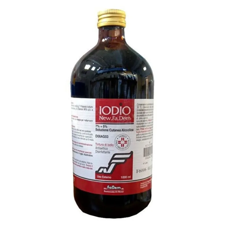 Iodio soluzione alcolica i (new.fa.dem.) soluz cutanea 1.000ml 7% + 5%