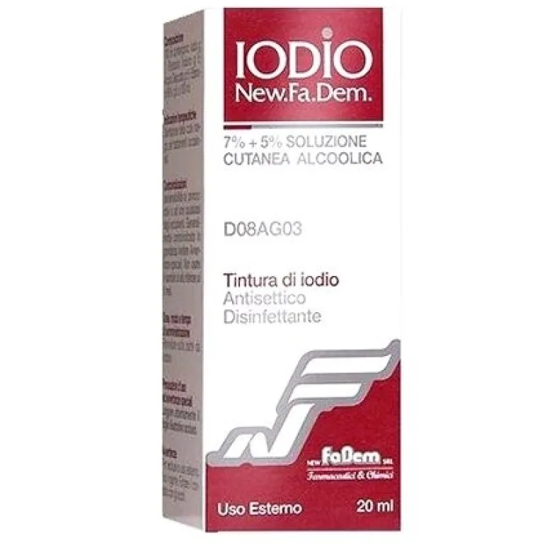 Iodio soluzione alcolica i 7% + 5% new fadem soluzione cutanea 20 ml