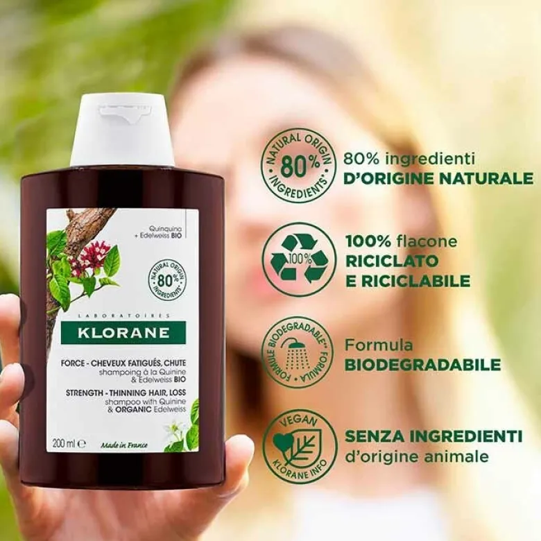 Klorane Chinina Stella Alpina Shampoo Fortificante Bio 200 ml