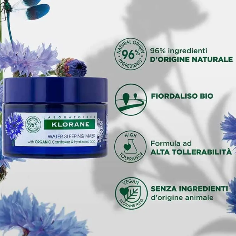 Klorane Idratazione Viso e Occhi Notte al Fiordaliso Bio 50 ml
