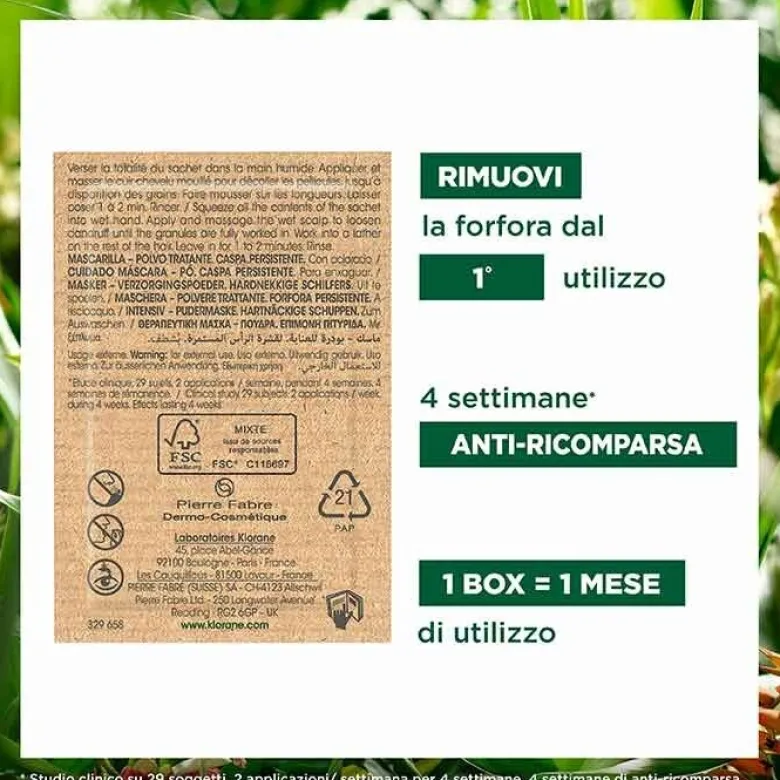Klorane Maschera in Polvere Antiforfora Galanga 8 bustine