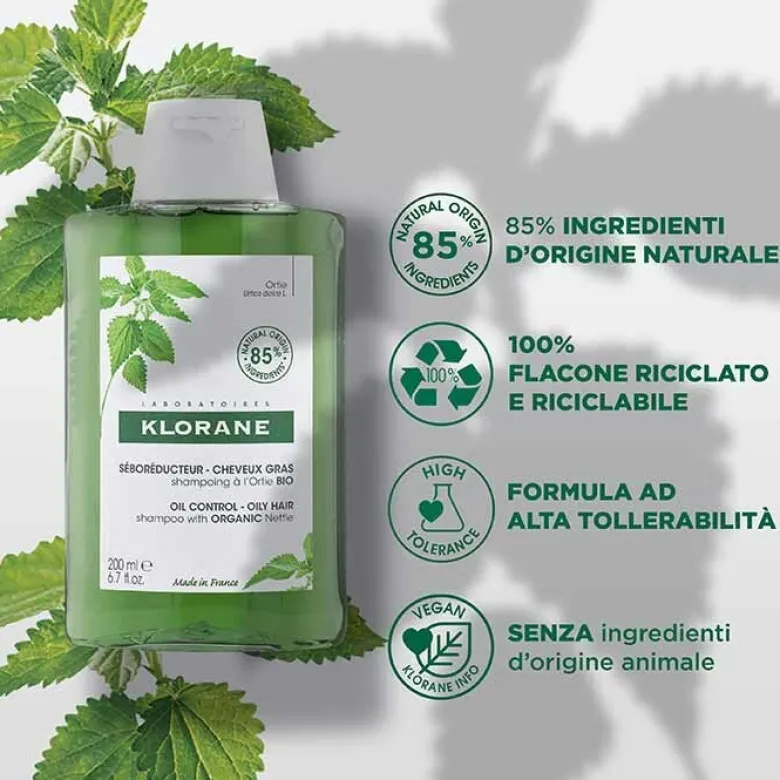 Klorane Shampoo all'Ortica Bio Capelli Grassi 200 ml
