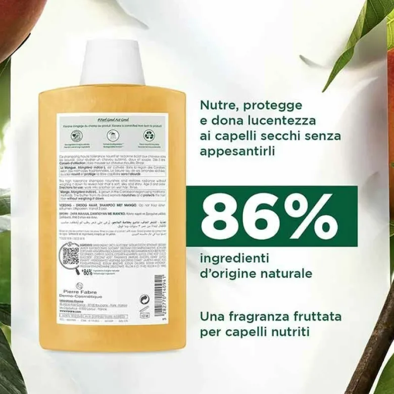 Klorane Shampoo al Mango Nutriente Capelli Secchi 400 ml