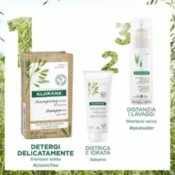 Klorane Shampoo Solido all'Avena Tutti i tipi di Capelli 80 g