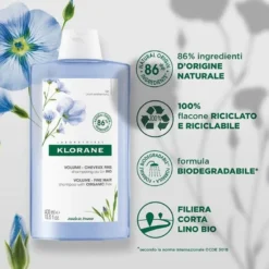 Klorane Shampoo Volumizzante al Lino Bio Capelli Sottili 400 ml