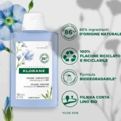 Klorane Shampoo Volumizzante al Lino Bio Capelli Sottili 200 ml