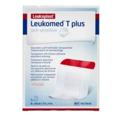 Leukomed t plus skin sensitive medicazione post-operatoria trasparente mpermeabile con massa adesiva al silicone 8x10cm5 pezzi