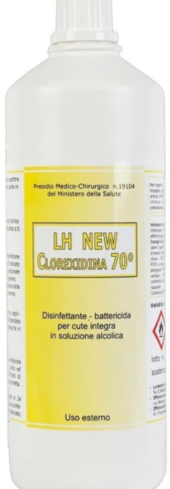 Lh New Clorexidina 70 Gradi Disinfettante Battericida per Cute Integra in Soluzione Alcoolica 1 Litro