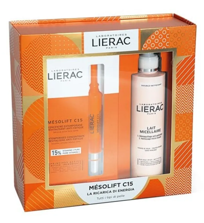 Lierac Mésolift Cofanetto Ricarica di Energia Concentrato Rivitalizzante 15 ml + Latte Micellare 200 ml