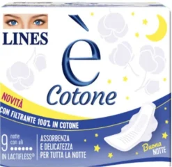 Lines è cotone 9 assorbenti notte con ali