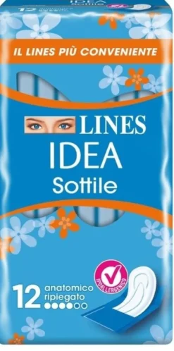 Lines idea sottile anatomico ripiegato 12 assorbenti
