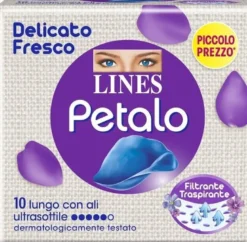 Lines petalo blu assorbente lungo con ali 10 pezzi
