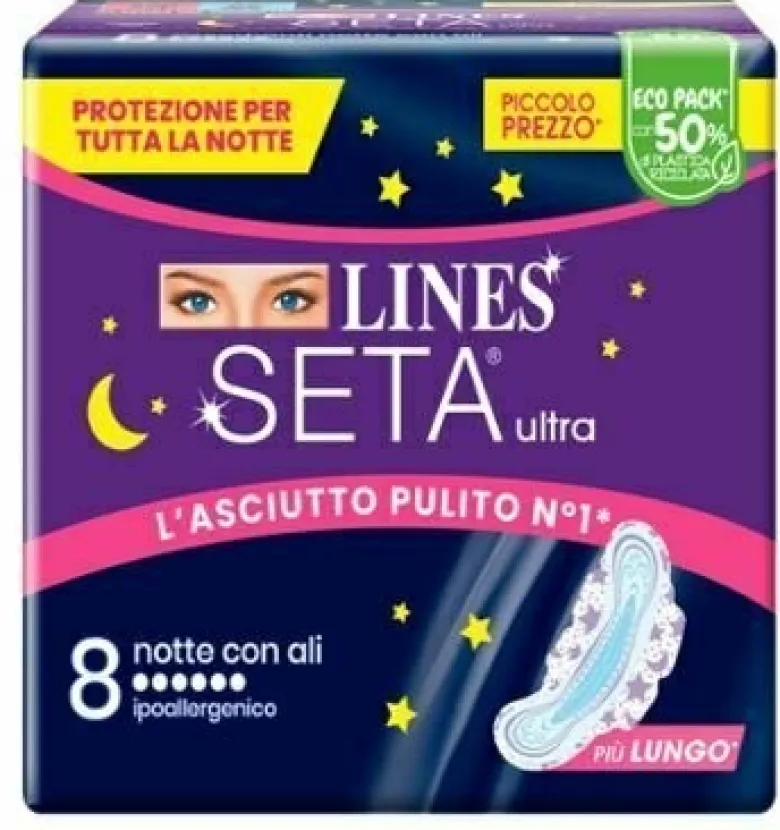 Lines Seta Ultra 8 Assorbenti Notte con Ali