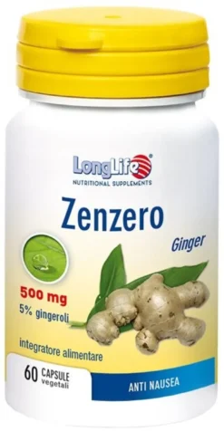 LongLife Zenzero 500 mg Integratore Antinausea 60 Capsule
