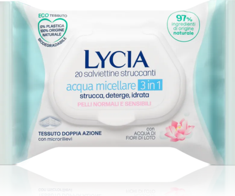 Lycia Salviette Acqua Micellare 3 in 1 Eco Tessuto