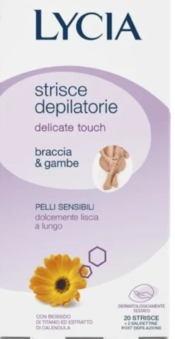 Lycia Strisce Depilatorie Braccia e Gambe Pelle Normale 20 Strisce + 2 Salviettine