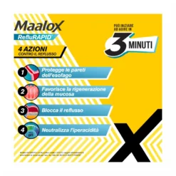 Maalox Reflurapid blocca il reflusso neutralizza il bruciore da iperacidità 20 bustine