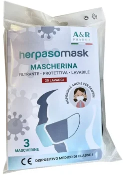Mascherina protettiva lavabile adulti nera 3 pezzi