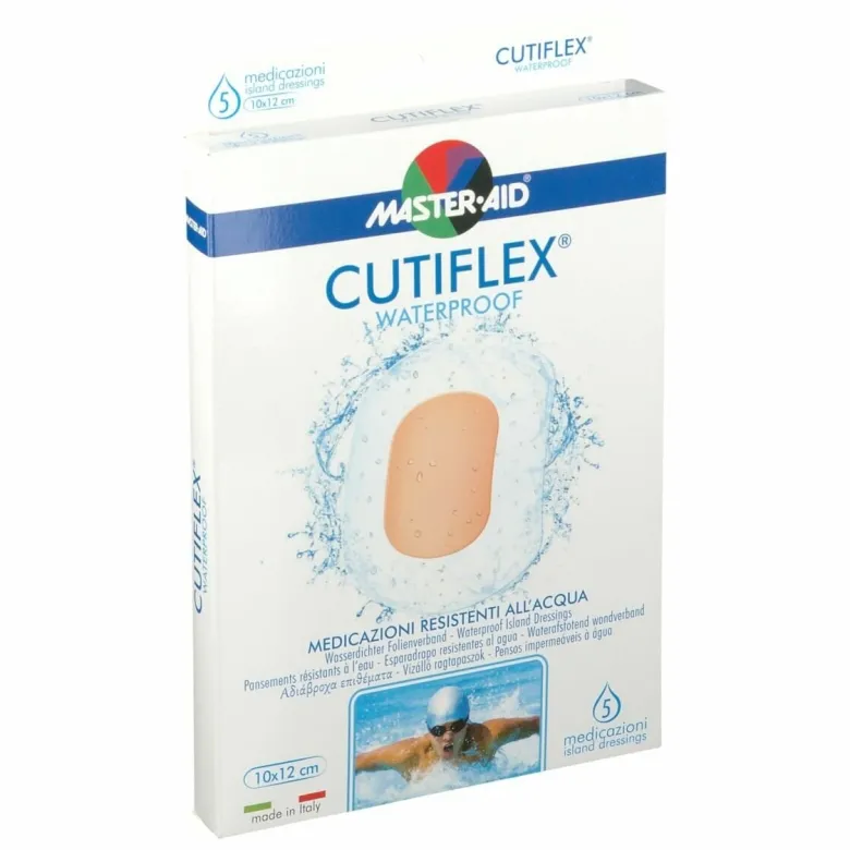 Medicazione autoadesiva trasparente impermeabile master-aidcutiflex 10x12 5 pezzi