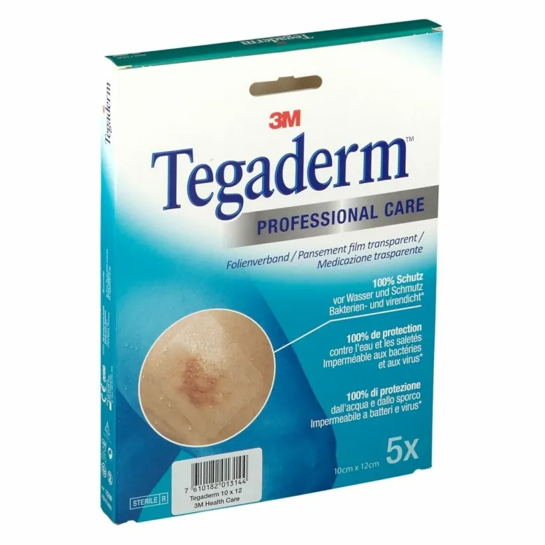 Medicazione trasparente sterile semipermeabile in poliuretano tegaderm film cm10x12 5 pezzi