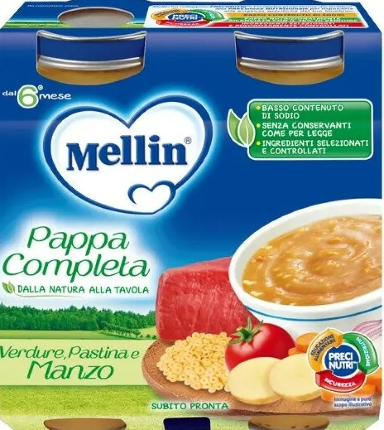 Mellin pappa completa manzo 250 g 2 pezzi