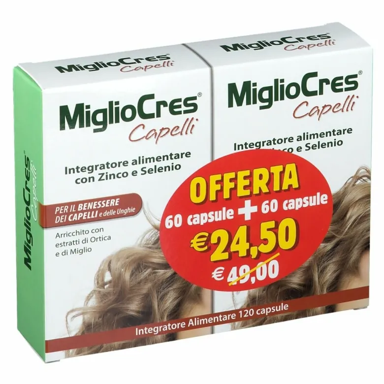 MiglioCres PROMO Integratore Benessere Capelli E Unghie 60+60 Capsule