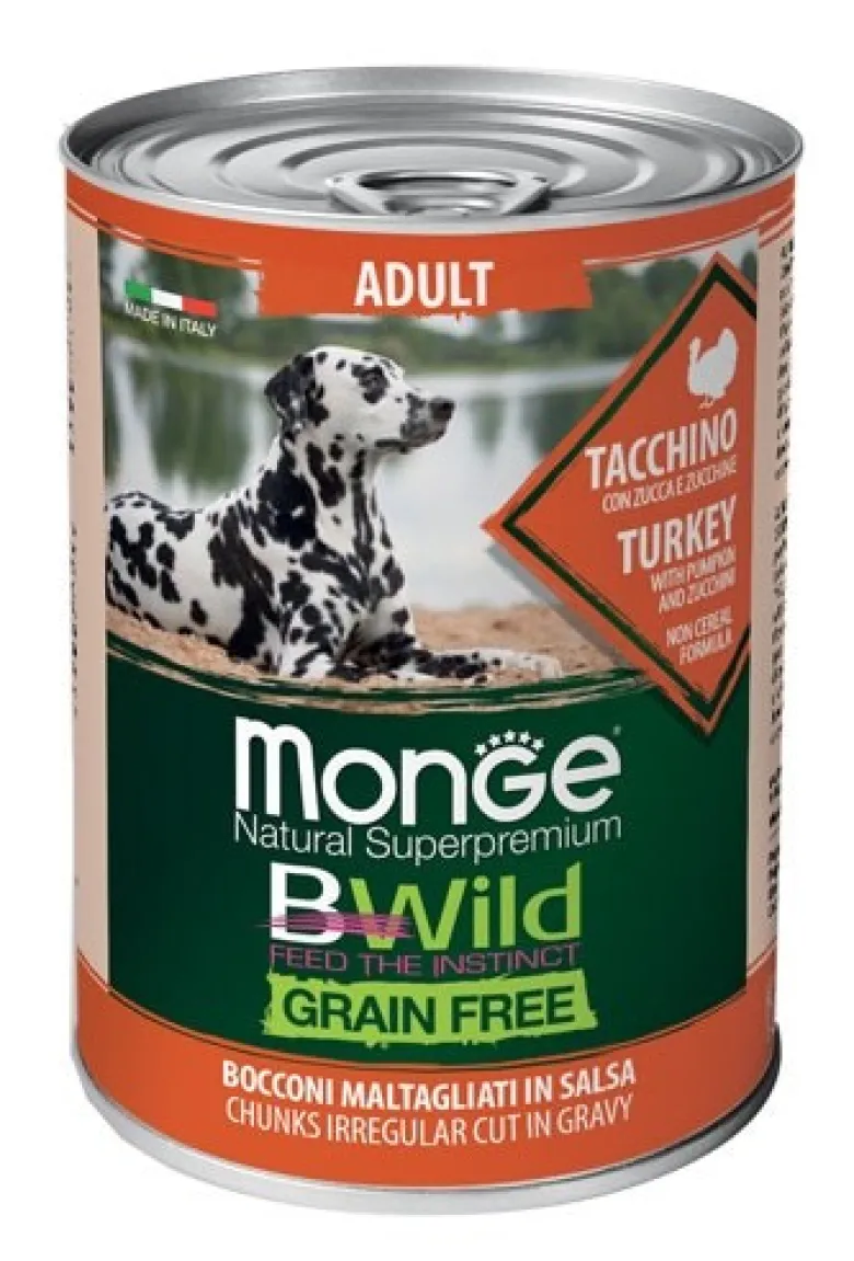 Monge - BWild Grain Free Adult All Breeds con Tacchino, Zucca e Zucchine
