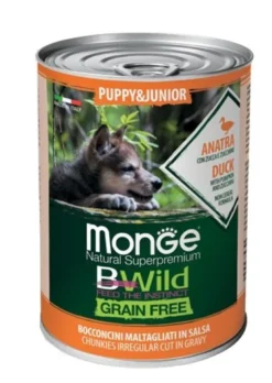 Monge BWild Grain Free Puppy & Junior All Breeds con Anatra, Zucca e Zucchine