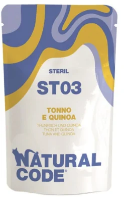 Natural code st03 tonnetto e mirtilli gatti adulti sterilizzati busta 70g