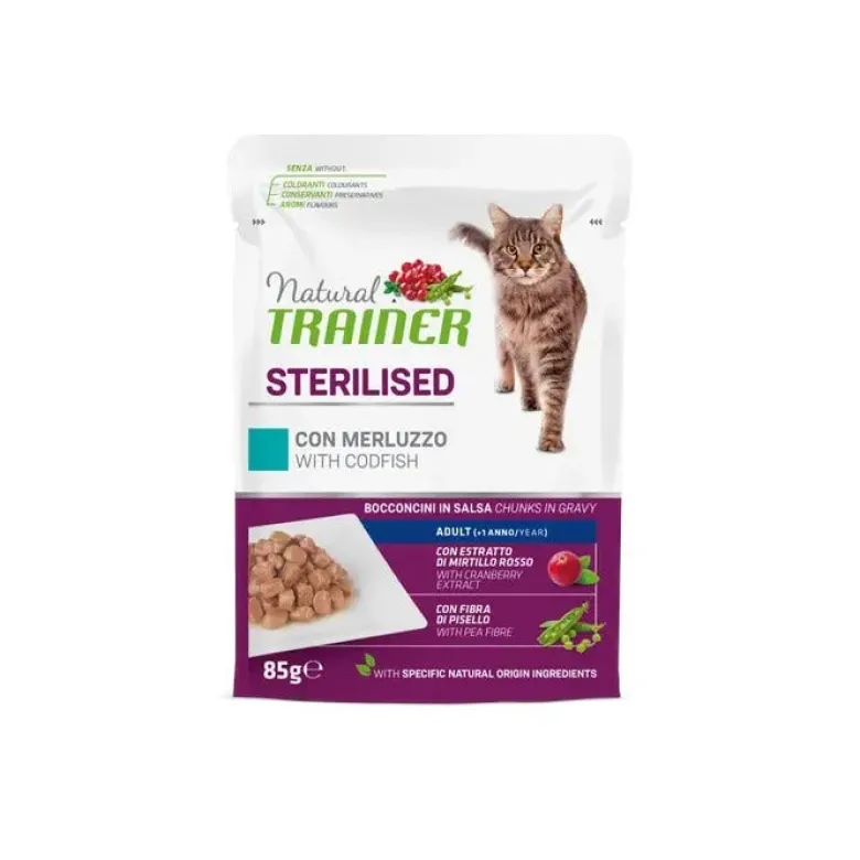 Natural Trainer Adult Sterilised Merluzzo Bocconcini in Salsa