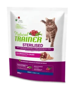 Natural Trainer Crocchette Al Prosciutto Crudo Per Gatti Sterilizzati Sacco 300g
