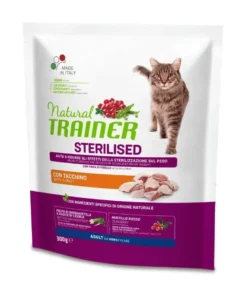 Natural Trainer Sterilised Crocchette Con Tacchino Per Gatti Adulti Sacco 300g