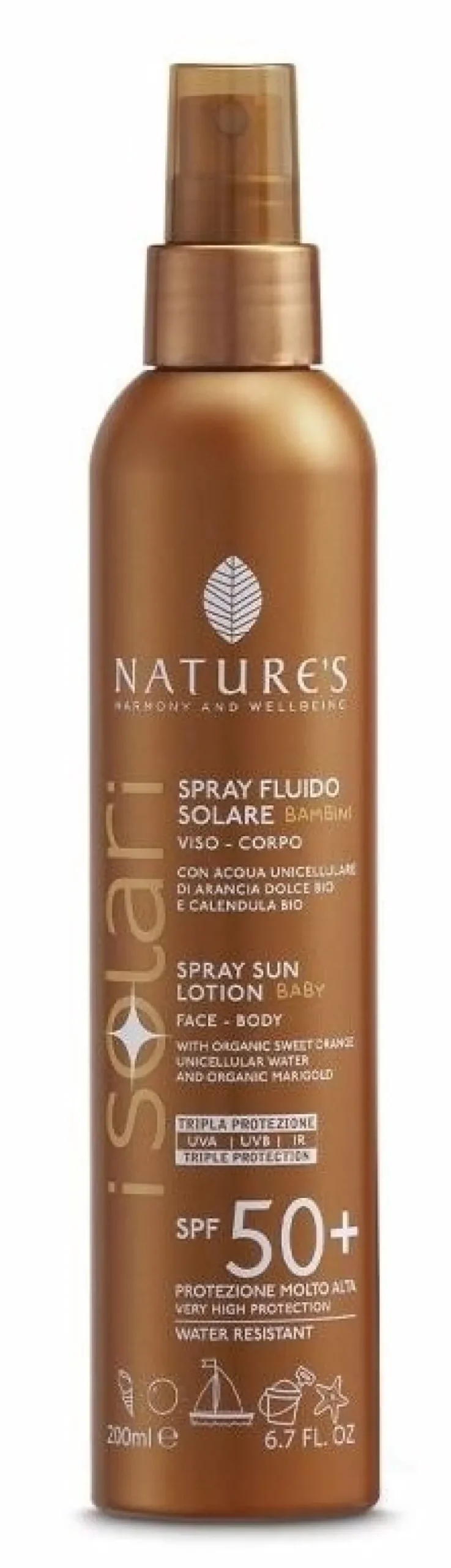 Nature's i solari spray fluido bambini spf50+ 200 ml