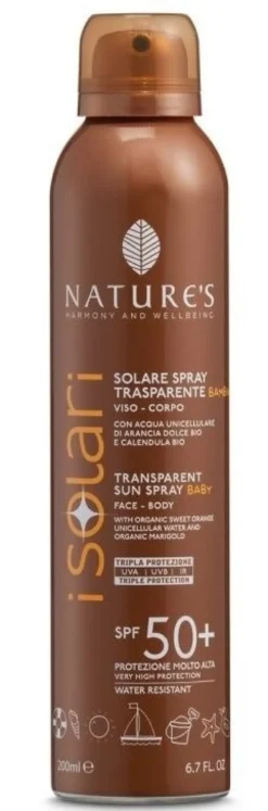 Nature's i solari spray trasparente bambini spf50+ 200 ml