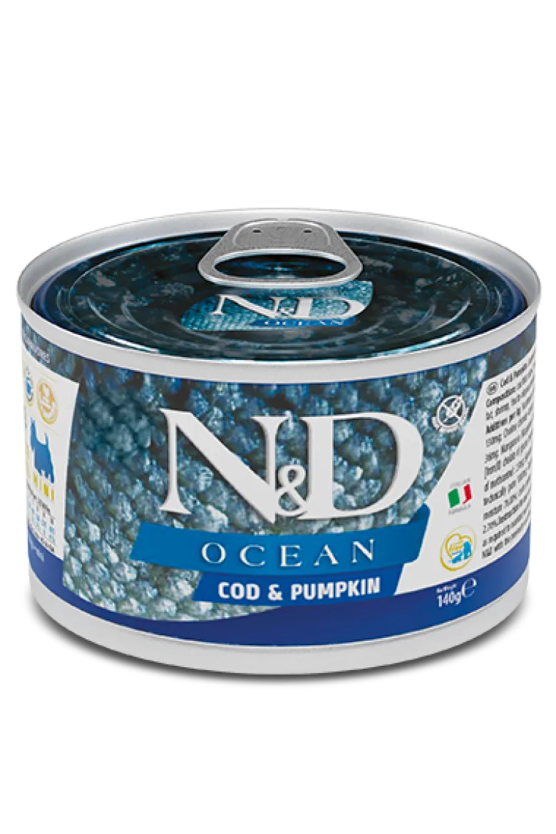 N&D Dog Ocean Cibo Umido Merluzzo E Zucca Per Cani Adulti Taglia Mini 140g